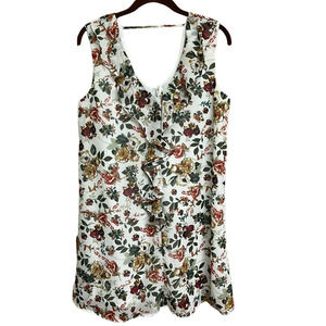 Live 4 TRUTH Dress Med Sleeveless Front Ruffle V‎ Neck Floral Chiffon Fee…